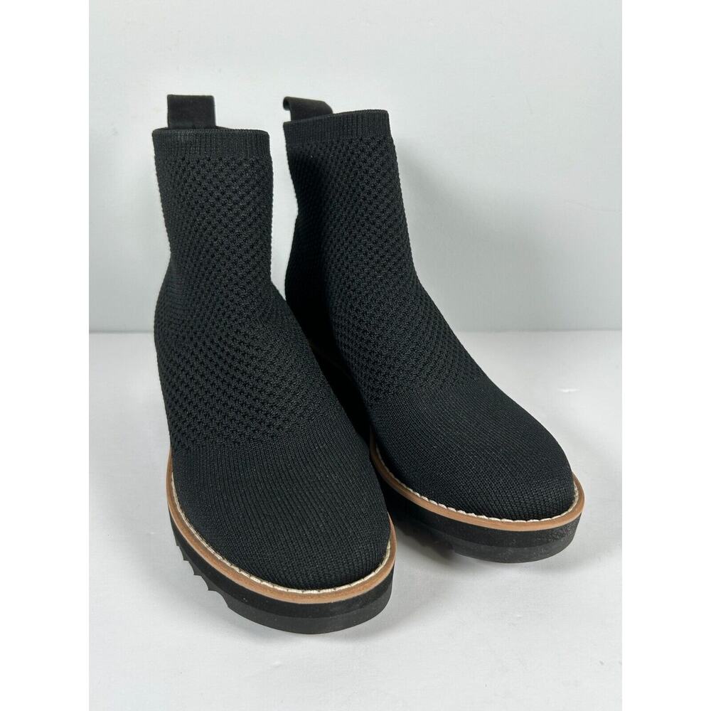 Eileen Fisher London Womens Black Stretch Knit Wedge Platform Ankle Boots Size 5 - Picture 2 of 12